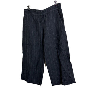 Isda & Co Women Wide Leg Linen Pants‎ Size 8 Cropped Gray Pinstripe Work Wear